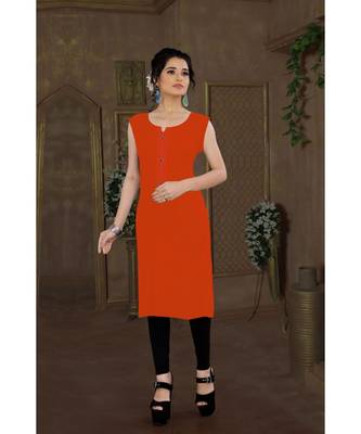 CLOTH BOOST Presenting Rayon printed Short Sleeve Orange Kurti 1