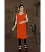 CLOTH BOOST Presenting Rayon printed Short Sleeve Orange Kurti