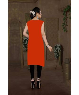 CLOTH BOOST Presenting Rayon printed Short Sleeve Orange Kurti 2