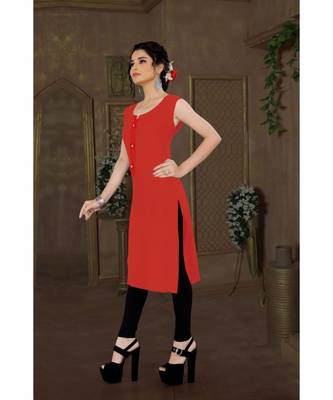 CLOTH BOOST Presenting Rayon printed Short Sleeve Orange Kurti 3