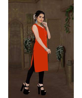 CLOTH BOOST Presenting Rayon printed Short Sleeve Orange Kurti 4