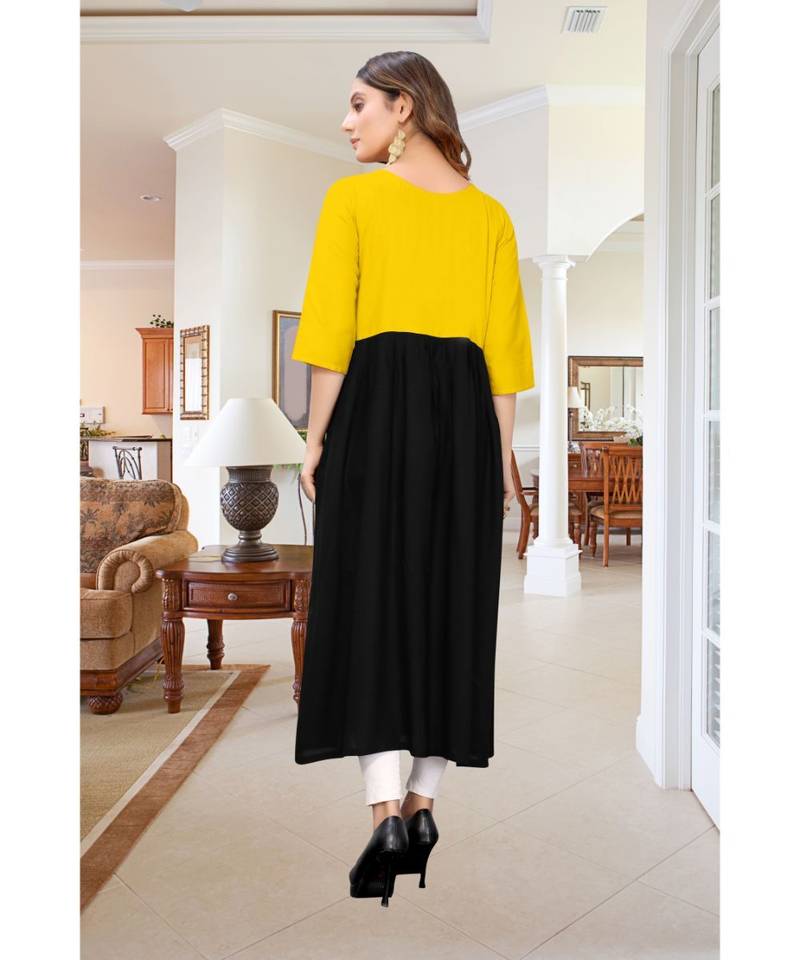 CLOTH BOOST Presenting Rayon printed Short Sleeve Yellow Kurti