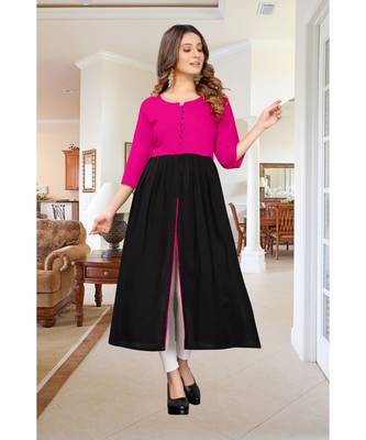 CLOTH BOOST Presenting Rayon printed Short Sleeve Pink Kurti 1
