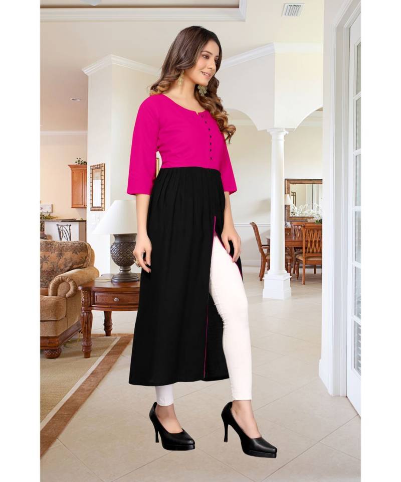 CLOTH BOOST Presenting Rayon printed Short Sleeve Pink Kurti