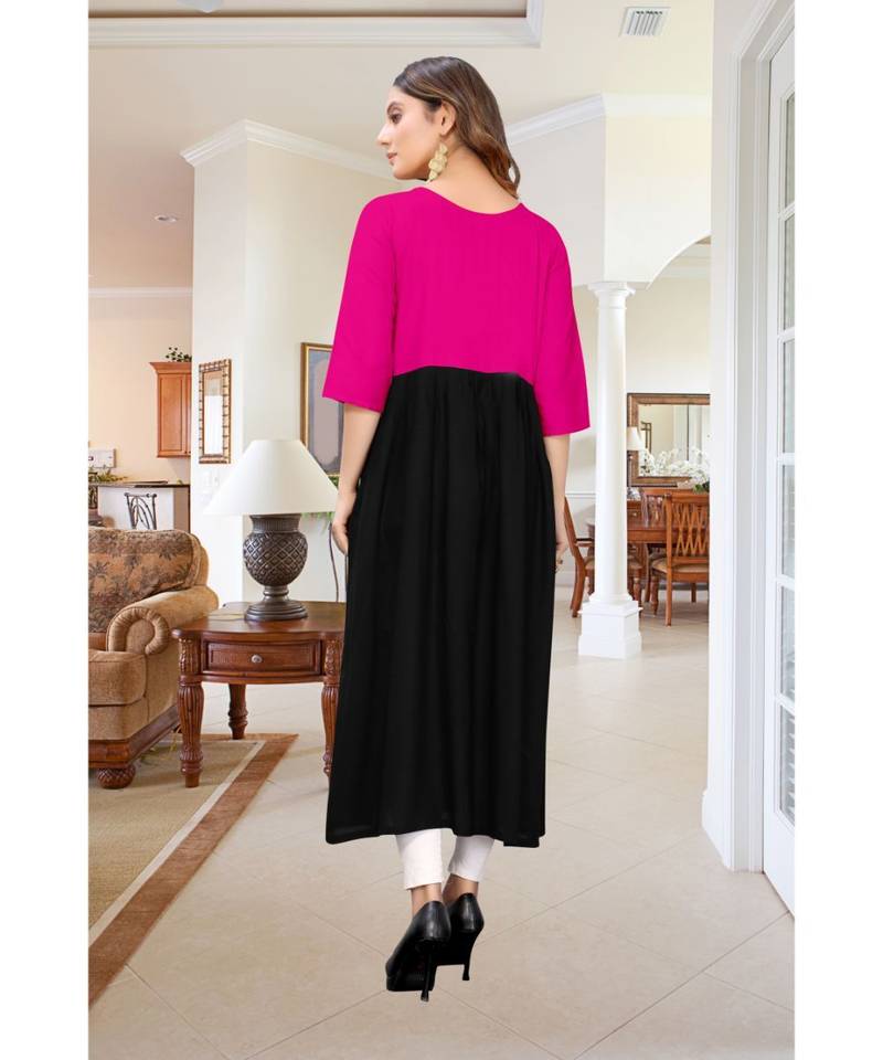 CLOTH BOOST Presenting Rayon printed Short Sleeve Pink Kurti