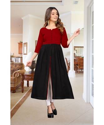 CLOTH BOOST Presenting Rayon printed Short Sleeve Maroon Kurti 1