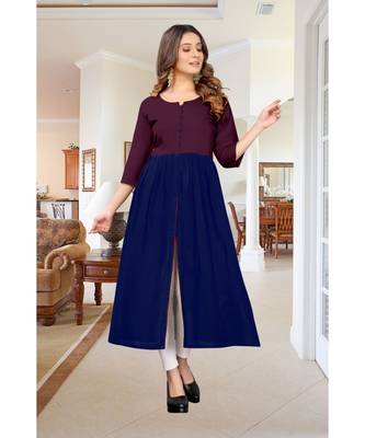 CLOTH BOOST Presenting Rayon printed Short Sleeve Brown Kurti 1