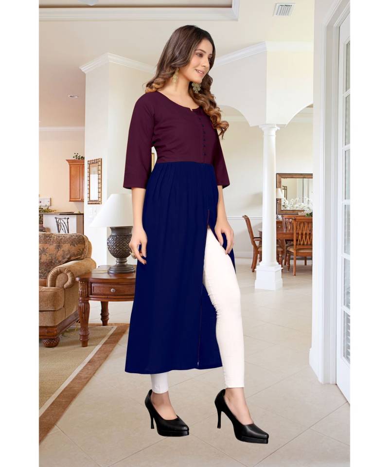 CLOTH BOOST Presenting Rayon printed Short Sleeve Brown Kurti