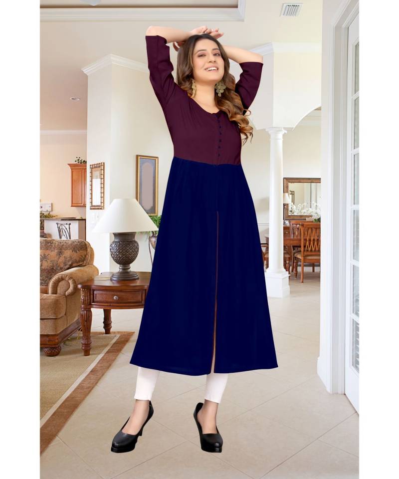 CLOTH BOOST Presenting Rayon printed Short Sleeve Brown Kurti