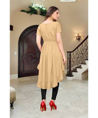 CLOTH BOOST Presenting Rayon printed Short Sleeve Beige Kurti 4