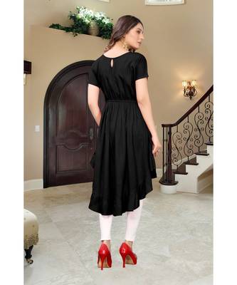 CLOTH BOOST Presenting Rayon printed Short Sleeve Black Kurti 4