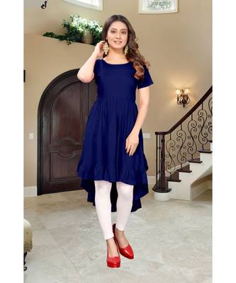 CLOTH BOOST Presenting Rayon printed Short Sleeve Blue Kurti 1