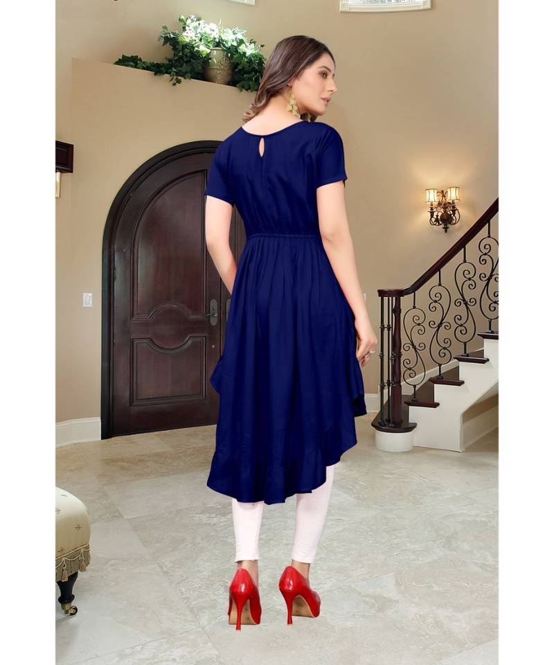 CLOTH BOOST Presenting Rayon printed Short Sleeve Blue Kurti