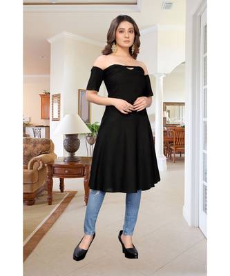 CLOTH BOOST Presenting Rayon printed Short Sleeve Black Kurti 3