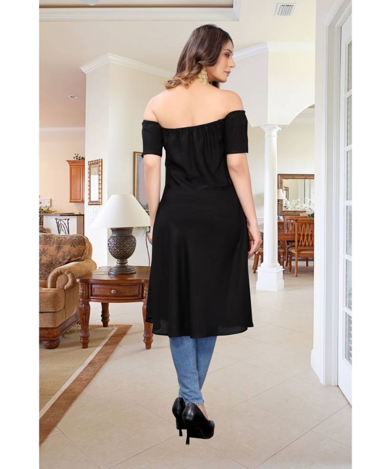 CLOTH BOOST Presenting Rayon printed Short Sleeve Black Kurti