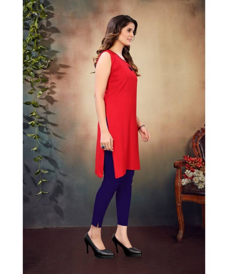 CLOTH BOOST Presenting Rayon printed Sleeveless Red Kurti