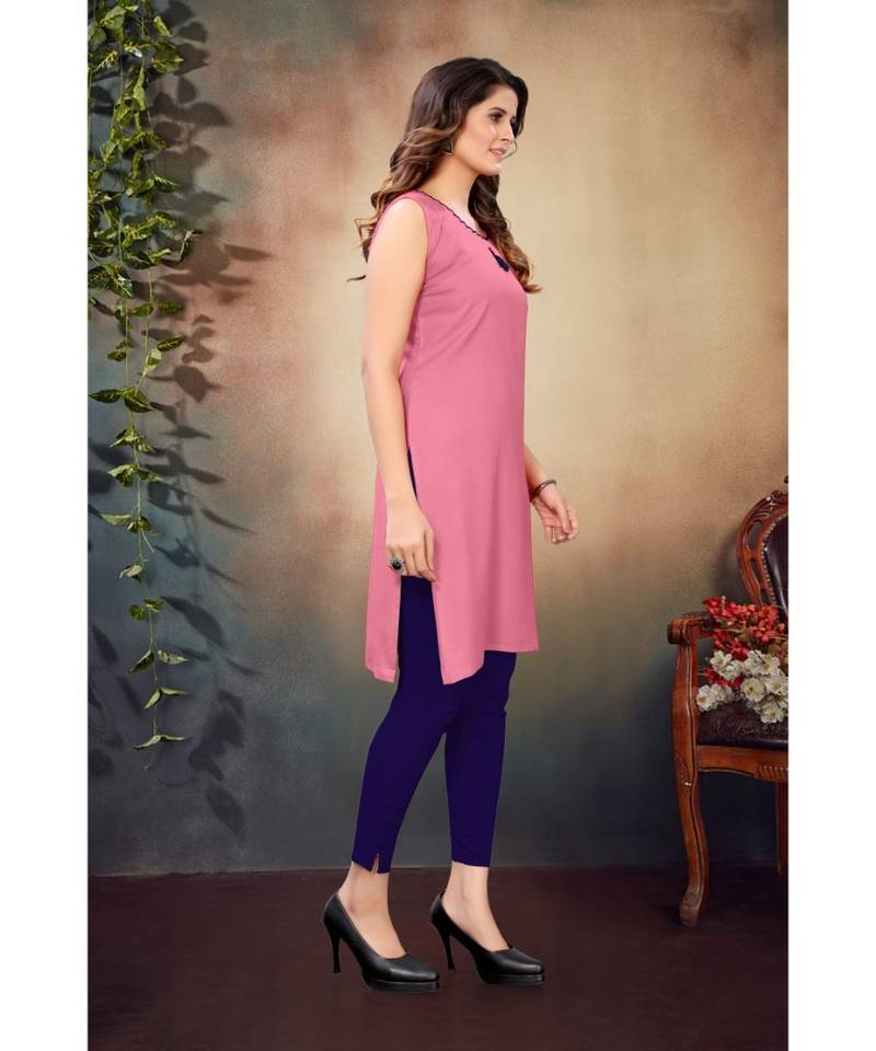 CLOTH BOOST Presenting Rayon printed Sleeveless Pink Kurti