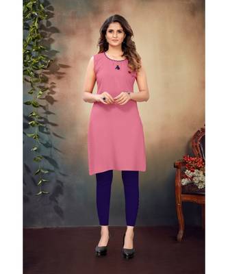 CLOTH BOOST Presenting Rayon printed Sleeveless Pink Kurti 3