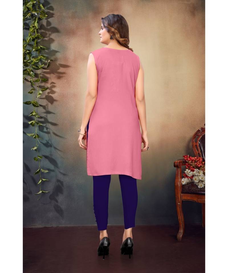 CLOTH BOOST Presenting Rayon printed Sleeveless Pink Kurti
