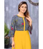 CLOTH BOOST Presenting Rayon printed 3/4 Sleeve Yellow Kurti