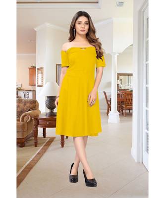 CLOTH BOOST Presenting Rayon printed Half Sleeve Yellow Kurti 1