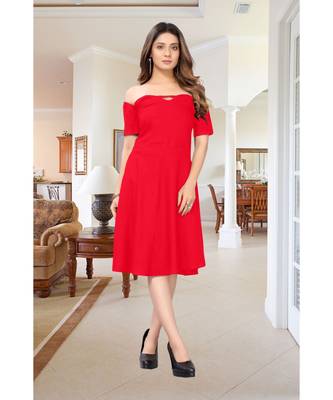 CLOTH BOOST Presenting Rayon printed Half Sleeve Red Kurti 1