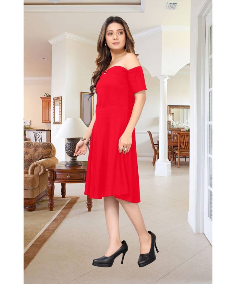 CLOTH BOOST Presenting Rayon printed Half Sleeve Red Kurti