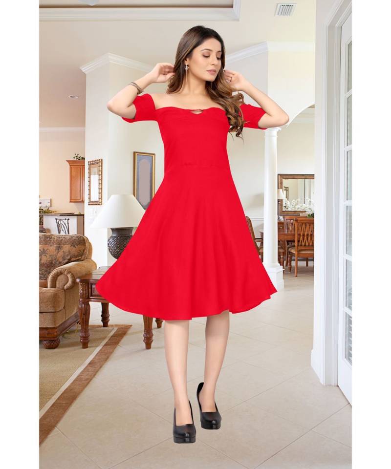 CLOTH BOOST Presenting Rayon printed Half Sleeve Red Kurti