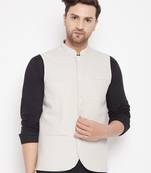 Fawn plain poly ryon nehru jacket