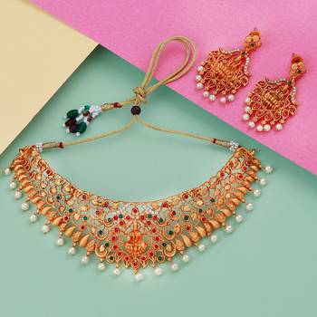 Gold Plated Traditional Latest Designe Choker Wedding  Jewellery Set For Women Girls 1