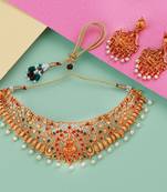 Gold Plated Traditional Latest Designe Choker Wedding  Jewellery Set For Women Girls
