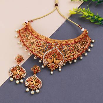 Silver Shine Gold Plated Traditional Latest Designe Choker Jewellery Set For Women Girls 1