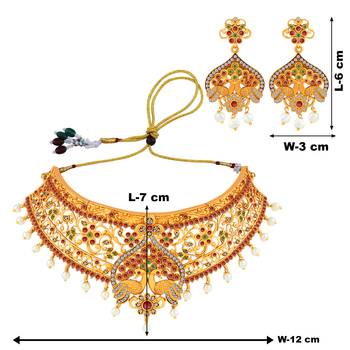 Silver Shine Gold Plated Traditional Latest Designe Choker Jewellery Set For Women Girls 4
