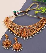 Silver Shine Gold Plated Traditional Latest Designe Choker Wedding Jewellery Set For Women Girls