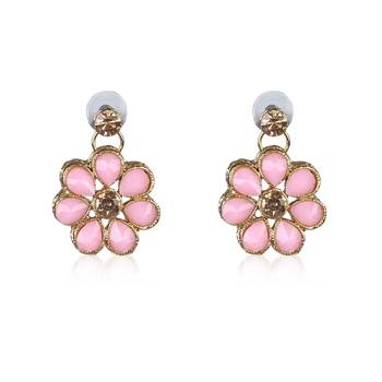 Gold Plated Pink Flower Kundan Pearl Necklace With Earring Traditional Jewellery Set For Women 4