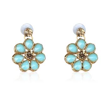 Gold Plated Firozi Flower Kundan Pearl Necklace With Earring Traditional Jewellery Set For Women 3