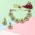 Gold Plated Light Green Flower Kundan Pearl Necklace With Earring Traditional Jewellery Set For Women