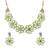 Gold Plated Light Green Flower Kundan Pearl Necklace With Earring Traditional Jewellery Set For Women