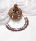 Gold Plated Maroon Kundan & Stone Necklace with Earring Traditional Jewellery Set for Women