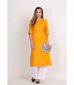 Vibgyor  Mustard Cotton Flex  Plain  Kurta