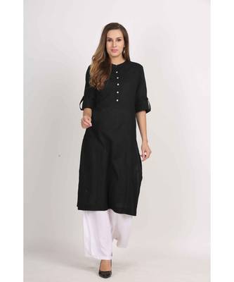 Vibgyor  Black  Cotton Flex  Plain  Kurta 1