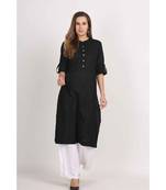 Vibgyor  Black  Cotton Flex  Plain  Kurta