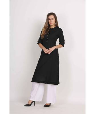 Vibgyor  Black  Cotton Flex  Plain  Kurta 3