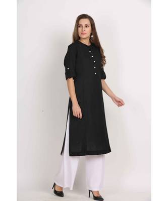 Vibgyor  Black  Cotton Flex  Plain  Kurta 4