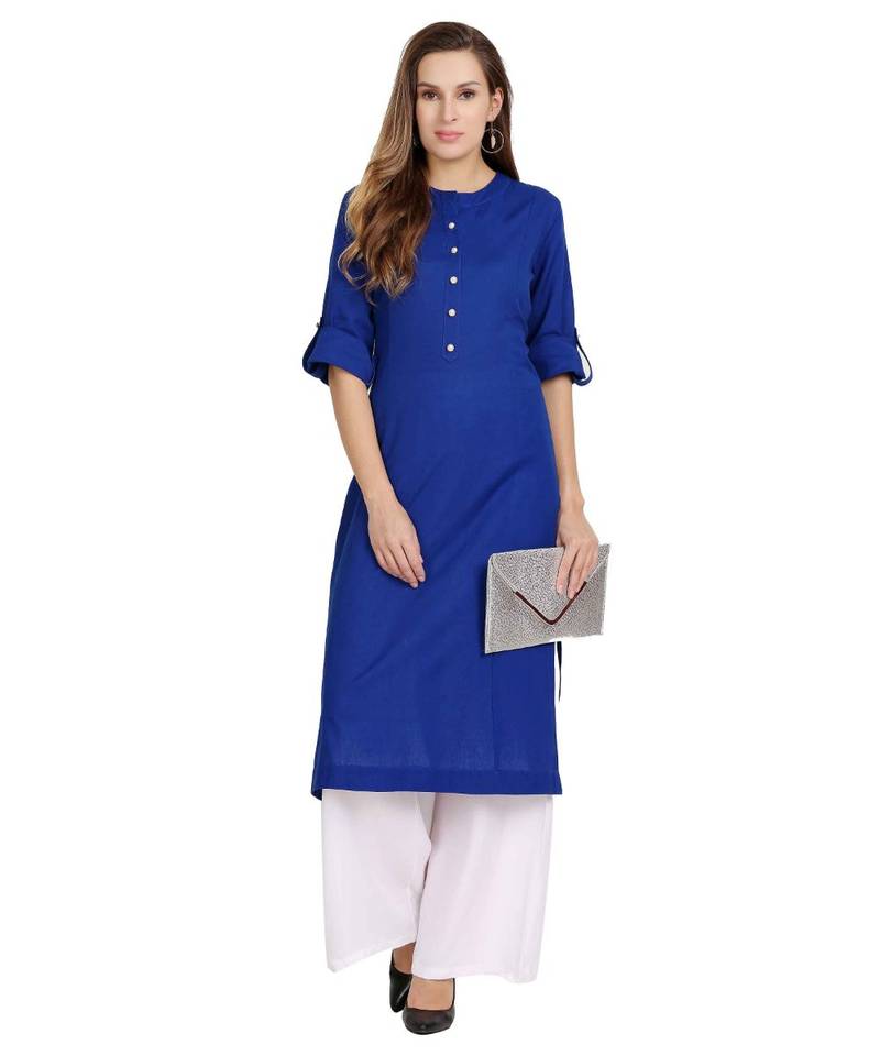 Vibgyor  Blue Cotton Flex  Plain  Kurta