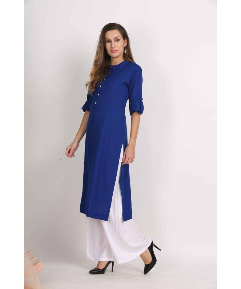 Vibgyor  Blue Cotton Flex  Plain  Kurta