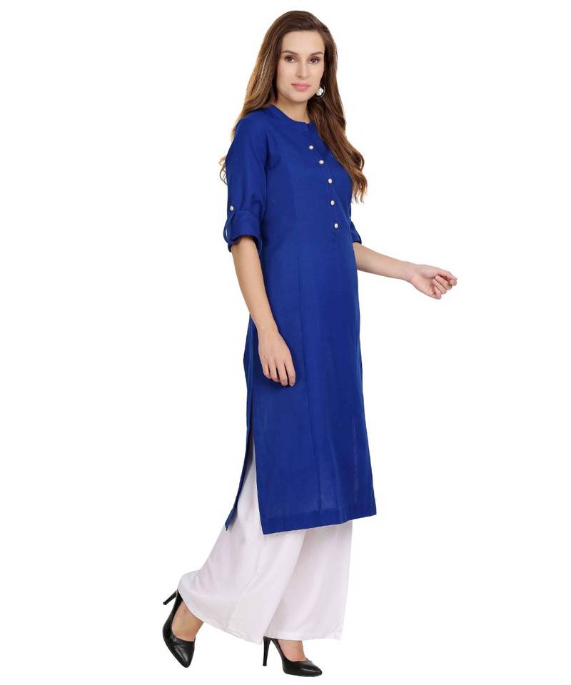 Vibgyor  Blue Cotton Flex  Plain  Kurta