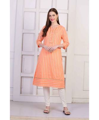 Corporate Festivity  Peach  Cotton Chanderi  Printed  Kurta 1