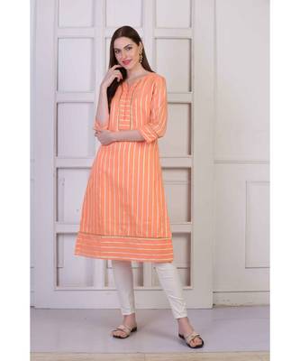 Corporate Festivity  Peach  Cotton Chanderi  Printed  Kurta 3