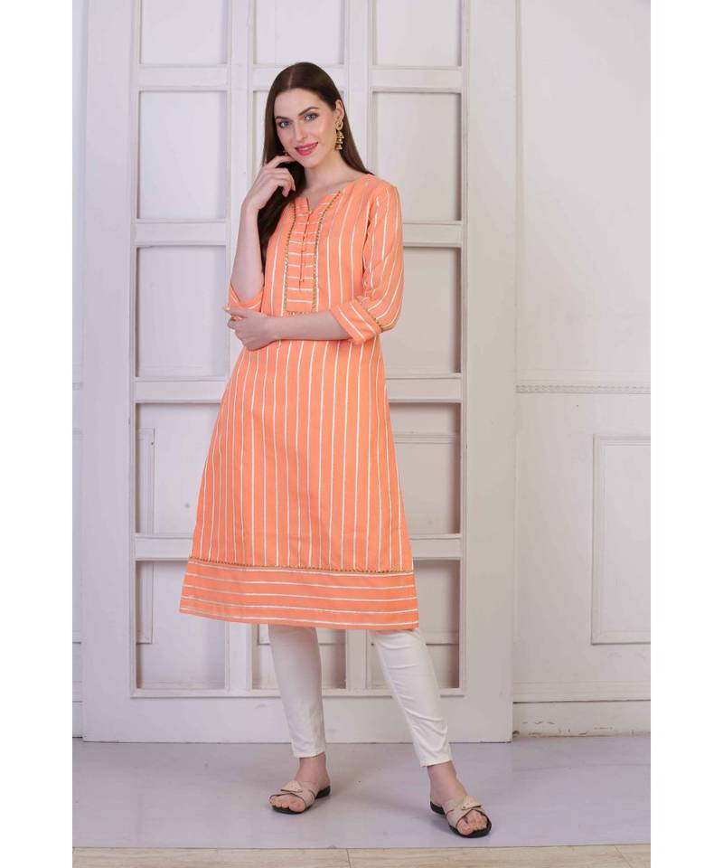 Corporate Festivity  Peach  Cotton Chanderi  Printed  Kurta